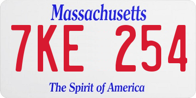 MA license plate 7KE254