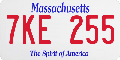 MA license plate 7KE255