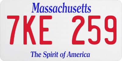 MA license plate 7KE259