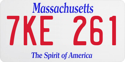 MA license plate 7KE261