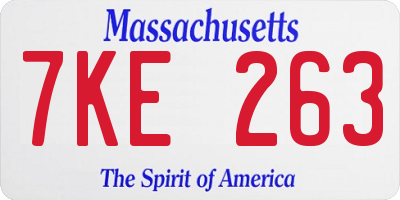 MA license plate 7KE263