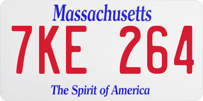 MA license plate 7KE264