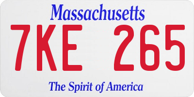 MA license plate 7KE265