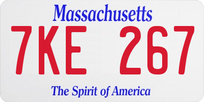 MA license plate 7KE267