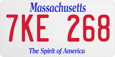 MA license plate 7KE268