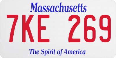 MA license plate 7KE269