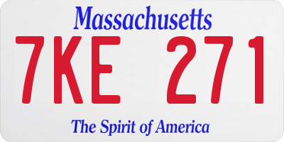 MA license plate 7KE271