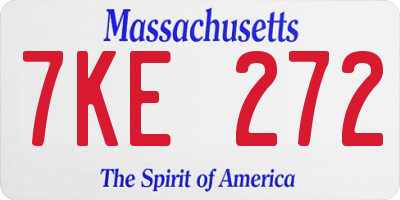 MA license plate 7KE272