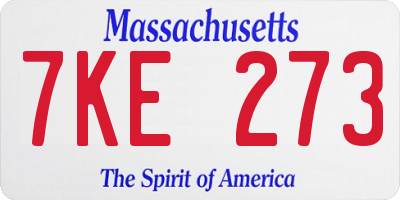 MA license plate 7KE273