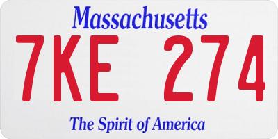 MA license plate 7KE274