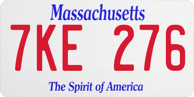 MA license plate 7KE276