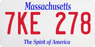 MA license plate 7KE278