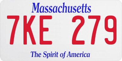 MA license plate 7KE279