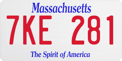 MA license plate 7KE281