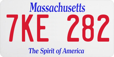 MA license plate 7KE282