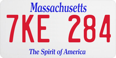 MA license plate 7KE284