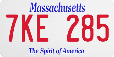 MA license plate 7KE285