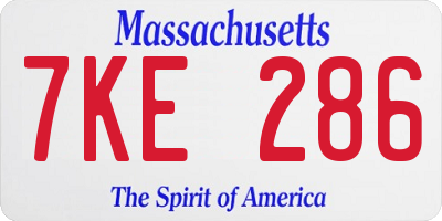 MA license plate 7KE286