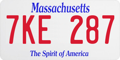 MA license plate 7KE287