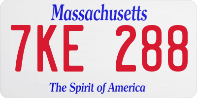 MA license plate 7KE288