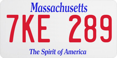 MA license plate 7KE289