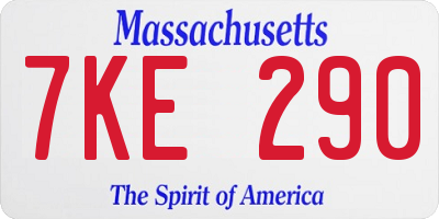 MA license plate 7KE290
