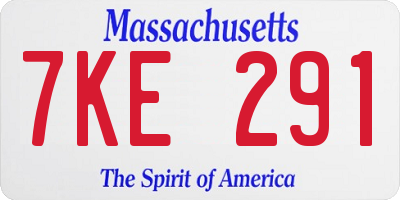 MA license plate 7KE291