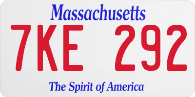 MA license plate 7KE292