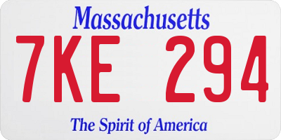 MA license plate 7KE294