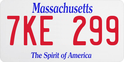 MA license plate 7KE299