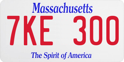 MA license plate 7KE300