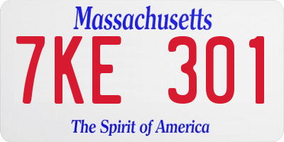 MA license plate 7KE301