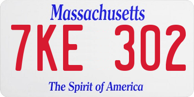 MA license plate 7KE302