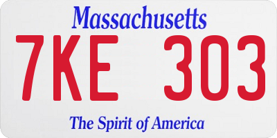 MA license plate 7KE303