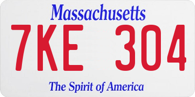 MA license plate 7KE304