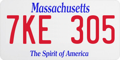 MA license plate 7KE305