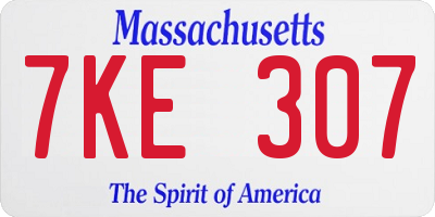 MA license plate 7KE307