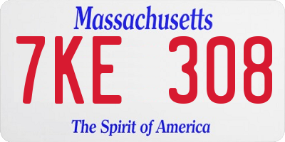 MA license plate 7KE308