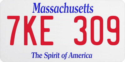 MA license plate 7KE309