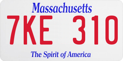 MA license plate 7KE310