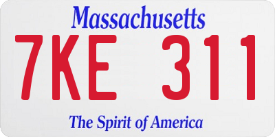 MA license plate 7KE311