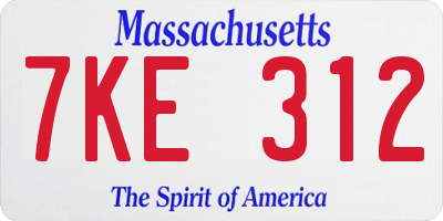 MA license plate 7KE312