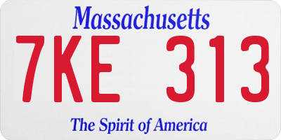 MA license plate 7KE313