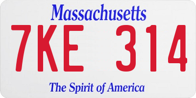 MA license plate 7KE314