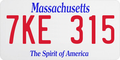 MA license plate 7KE315