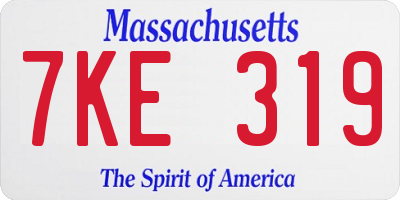 MA license plate 7KE319
