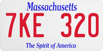 MA license plate 7KE320
