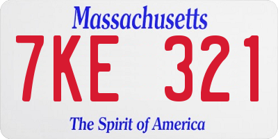 MA license plate 7KE321
