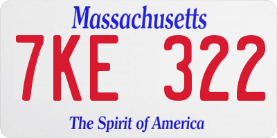 MA license plate 7KE322