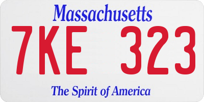 MA license plate 7KE323